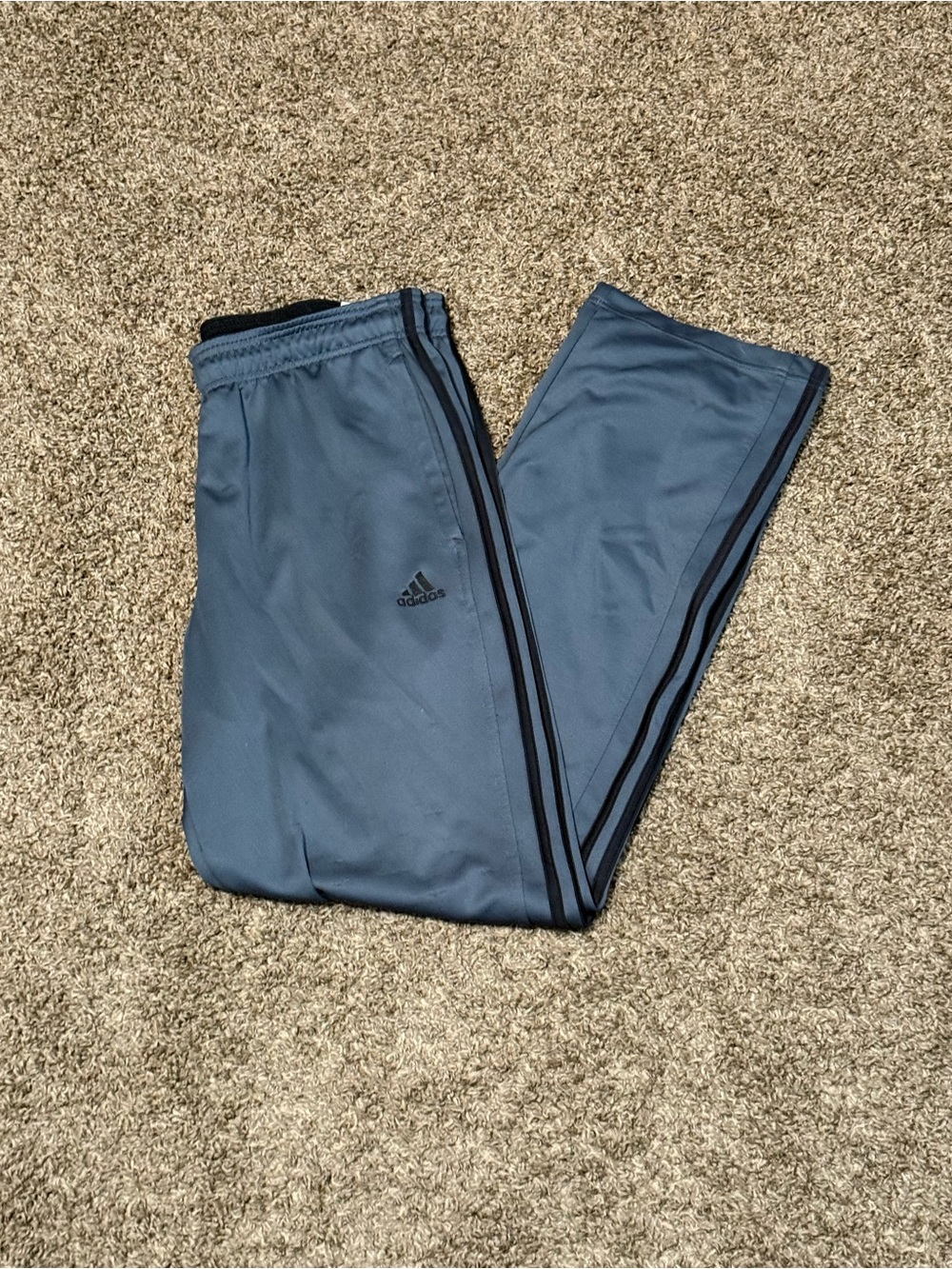 adidas Men's Track Pants Grey Loose Baggy Wide Leg Relaxed Large 90s Y2k Vintage